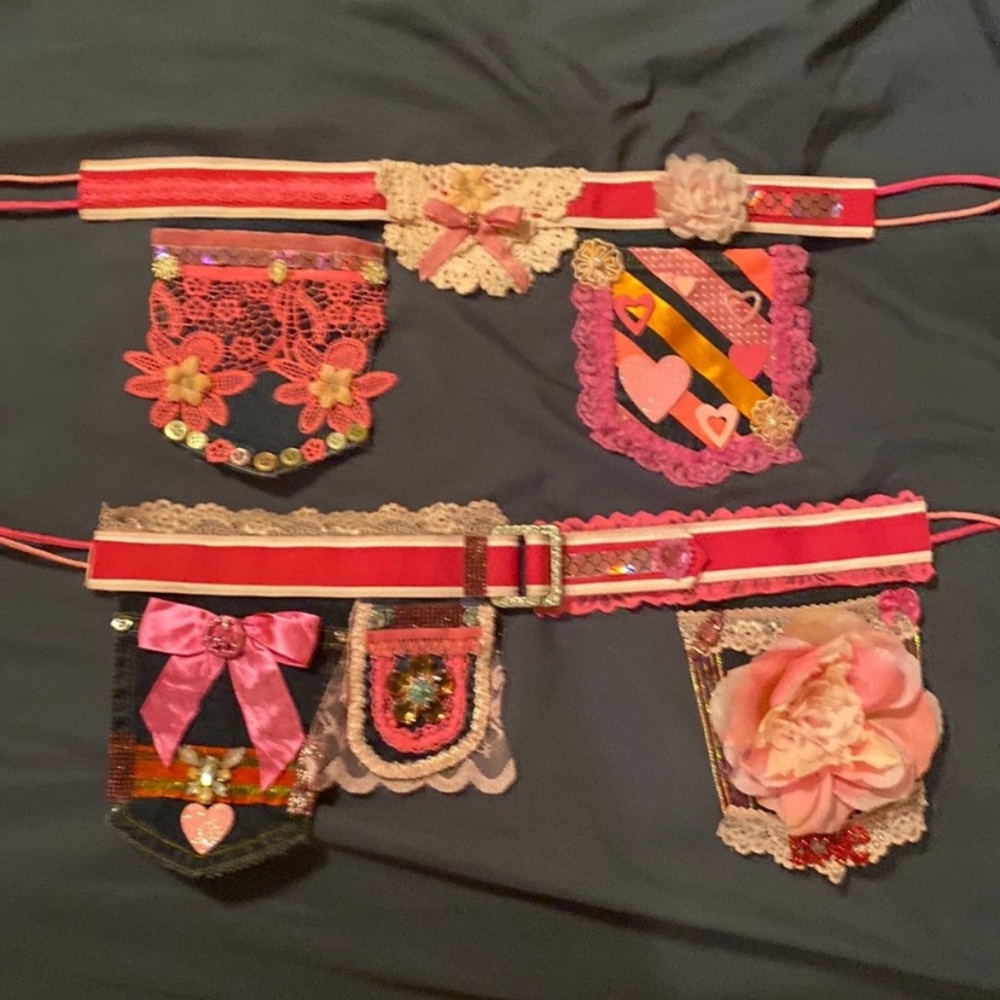 A bundle of three festival belts. Handmade